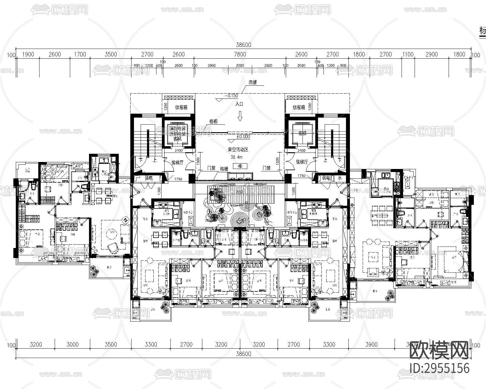 户型标准化cad施工图下载（渲染图5）