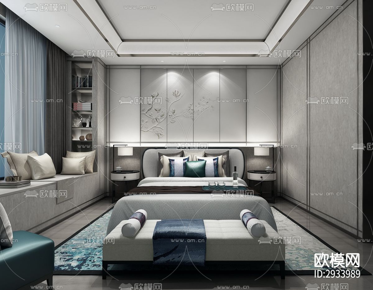 新中式别墅效果图下载（渲染图12）