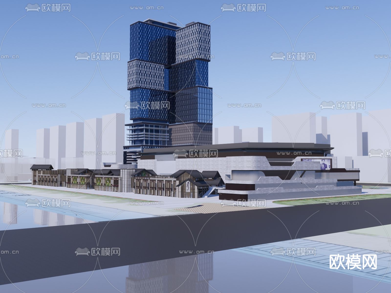 商业总合体鸟瞰su模型下载（渲染图2）