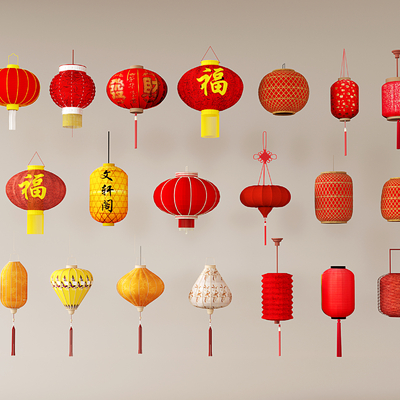  新中式灯笼su模型 