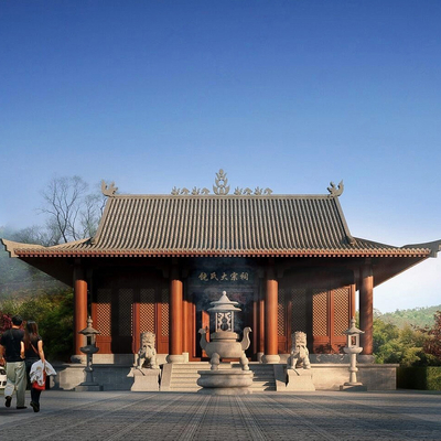  中式祠堂 古建筑 寺庙su模型 