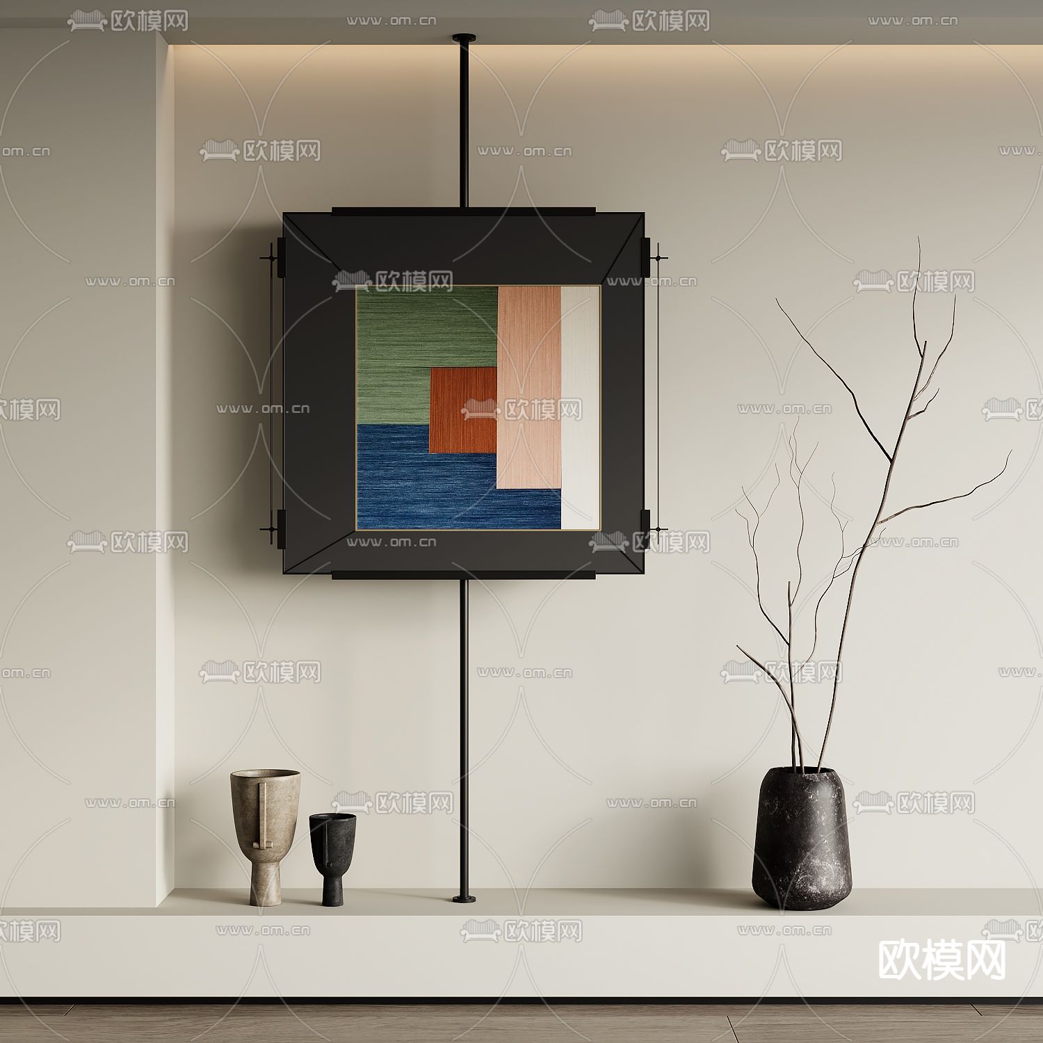 侘寂风装饰画 挂画 抽象画su模型