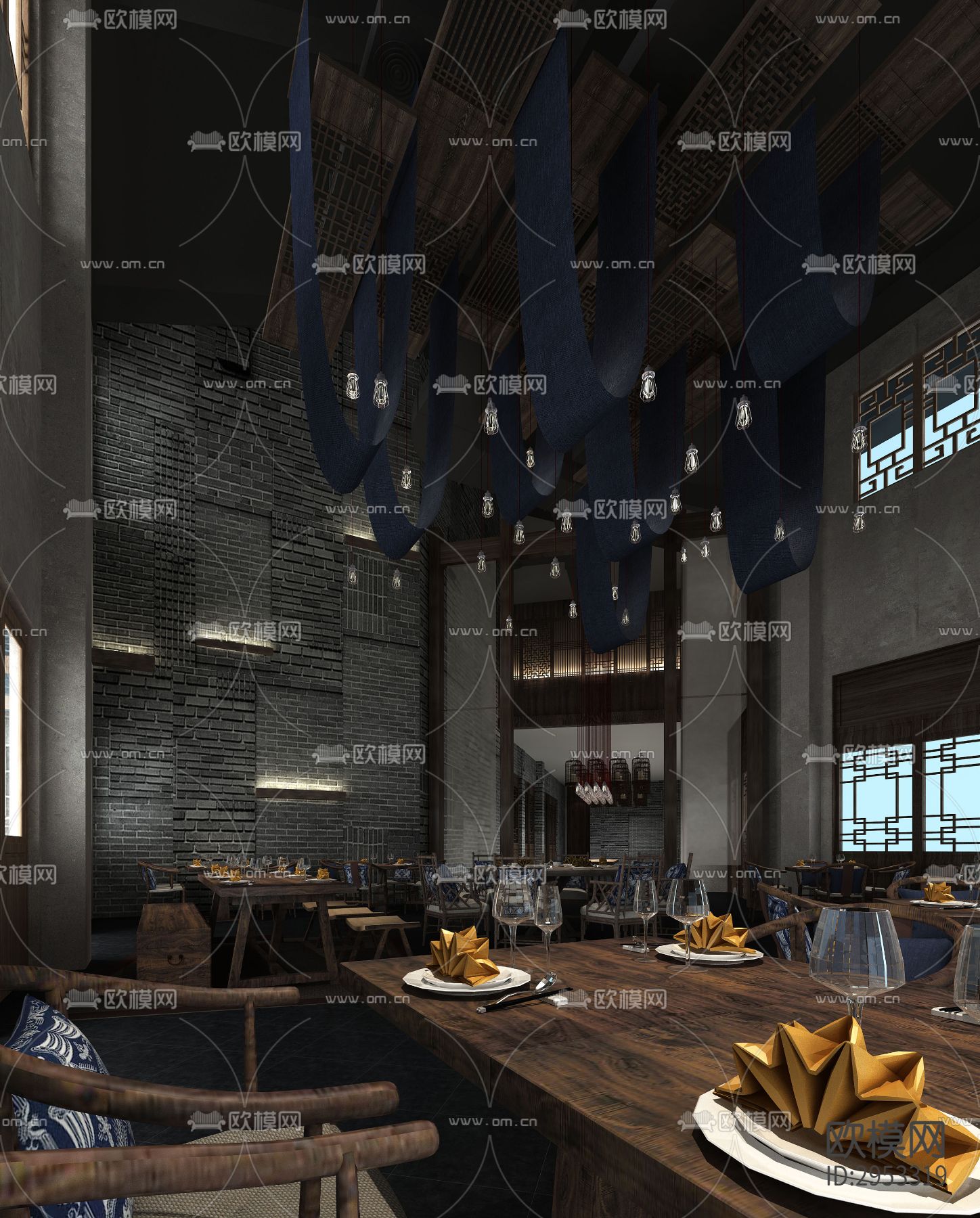 新中式温泉酒店效果图下载（渲染图1）