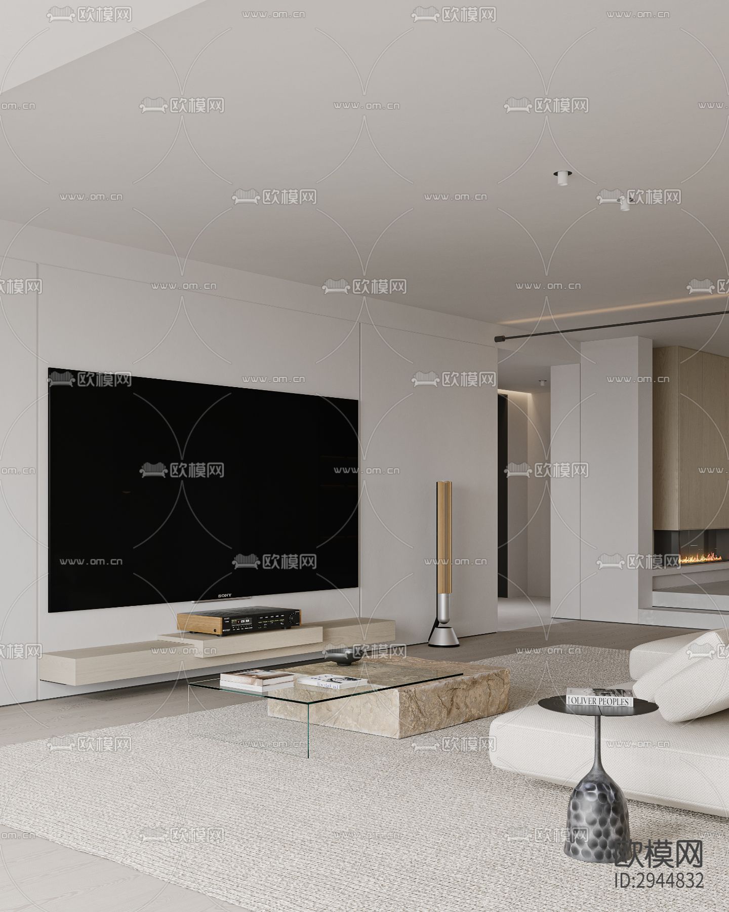 奶油风极简平层效果图下载（渲染图17）