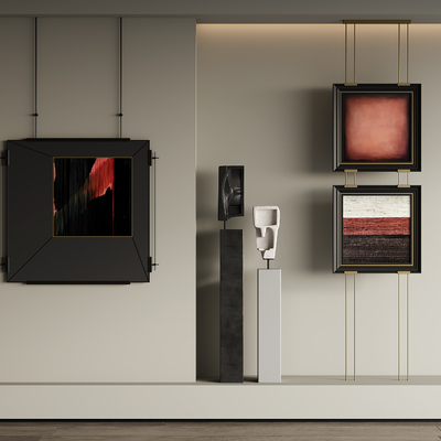 侘寂风装饰画su模型