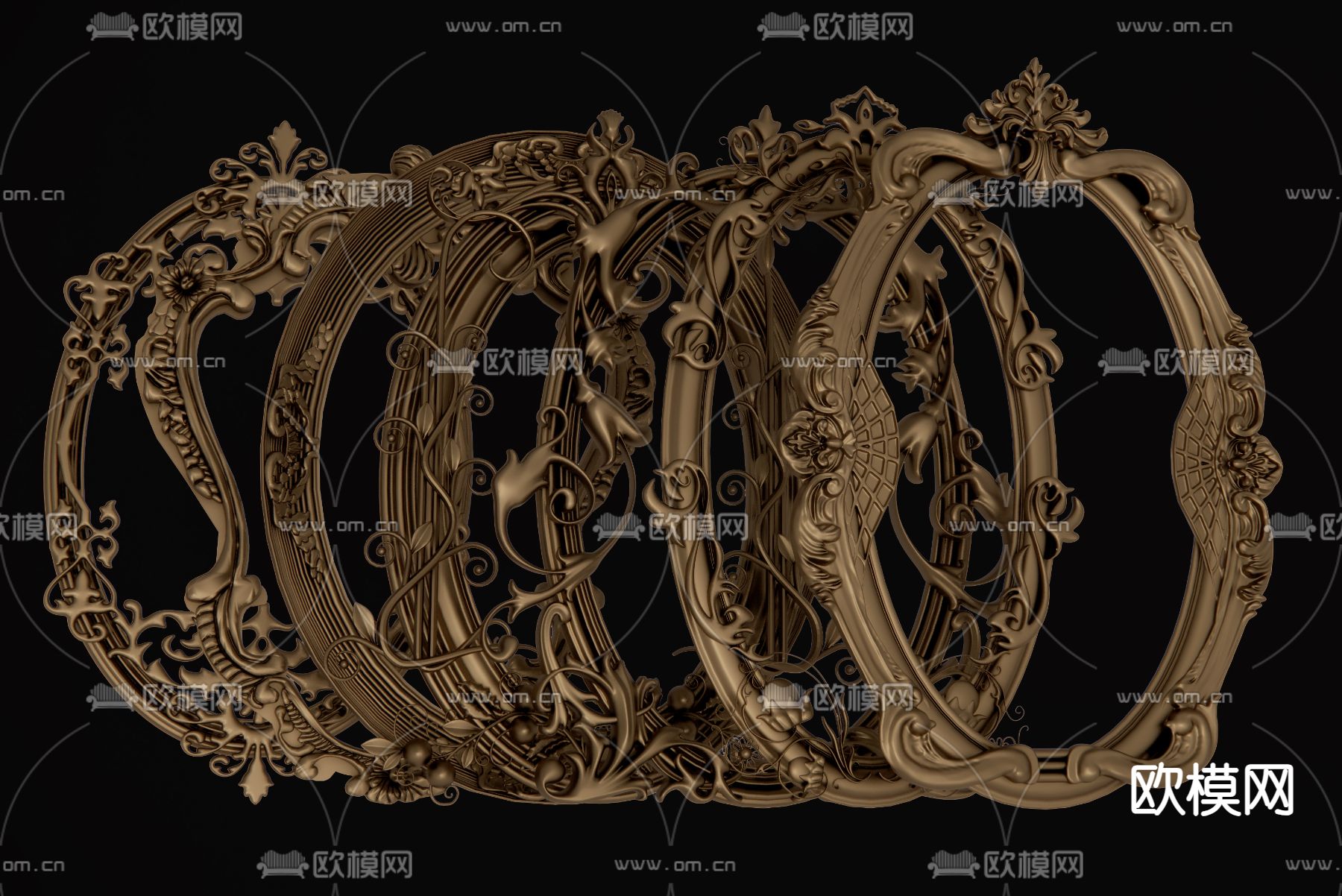 欧式雕花相框su模型下载（渲染图1）