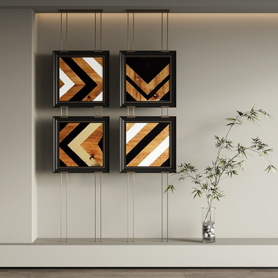 侘寂风装饰画 抽象画 挂画su模型