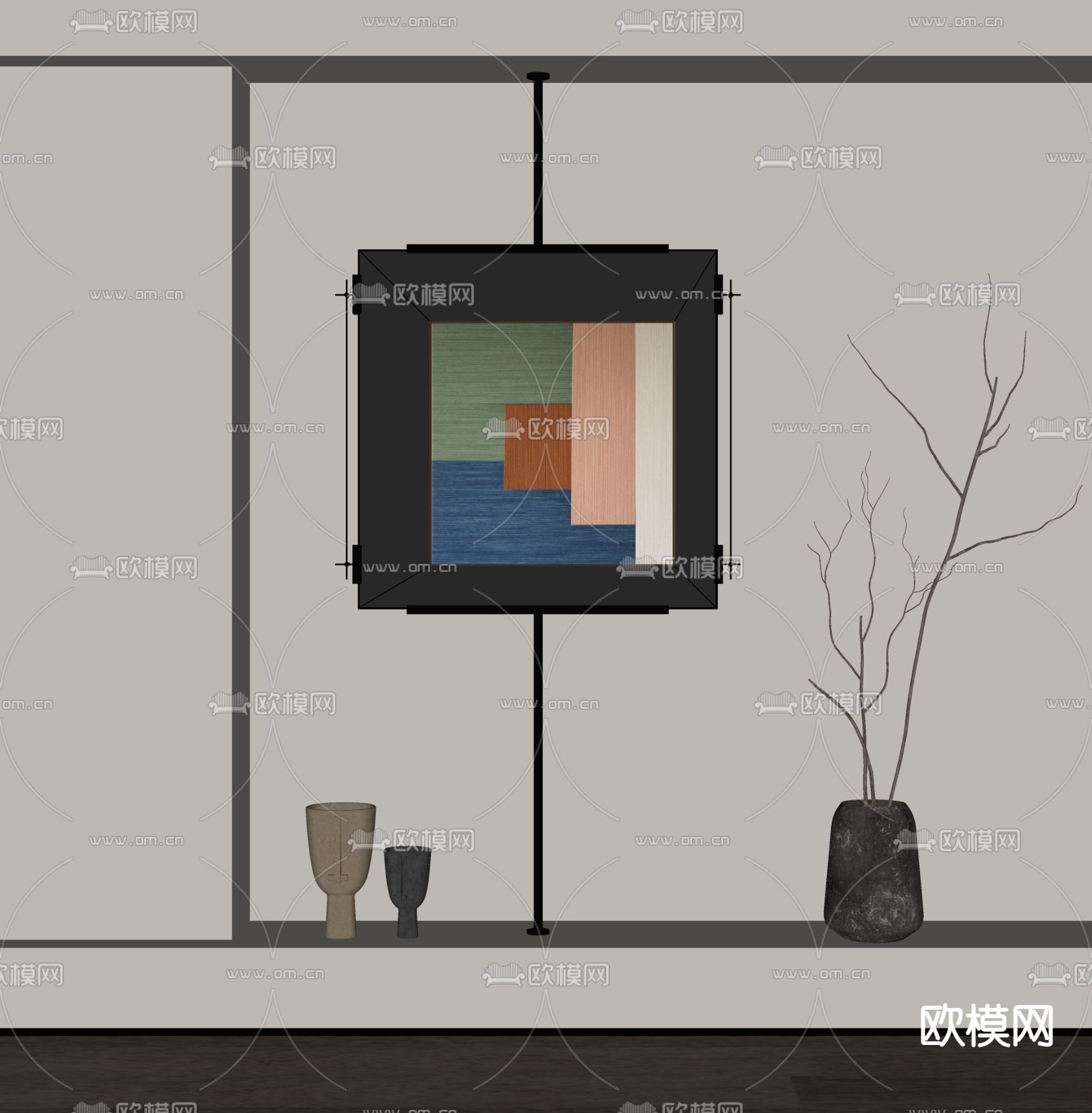 侘寂风装饰画 挂画 抽象画su模型