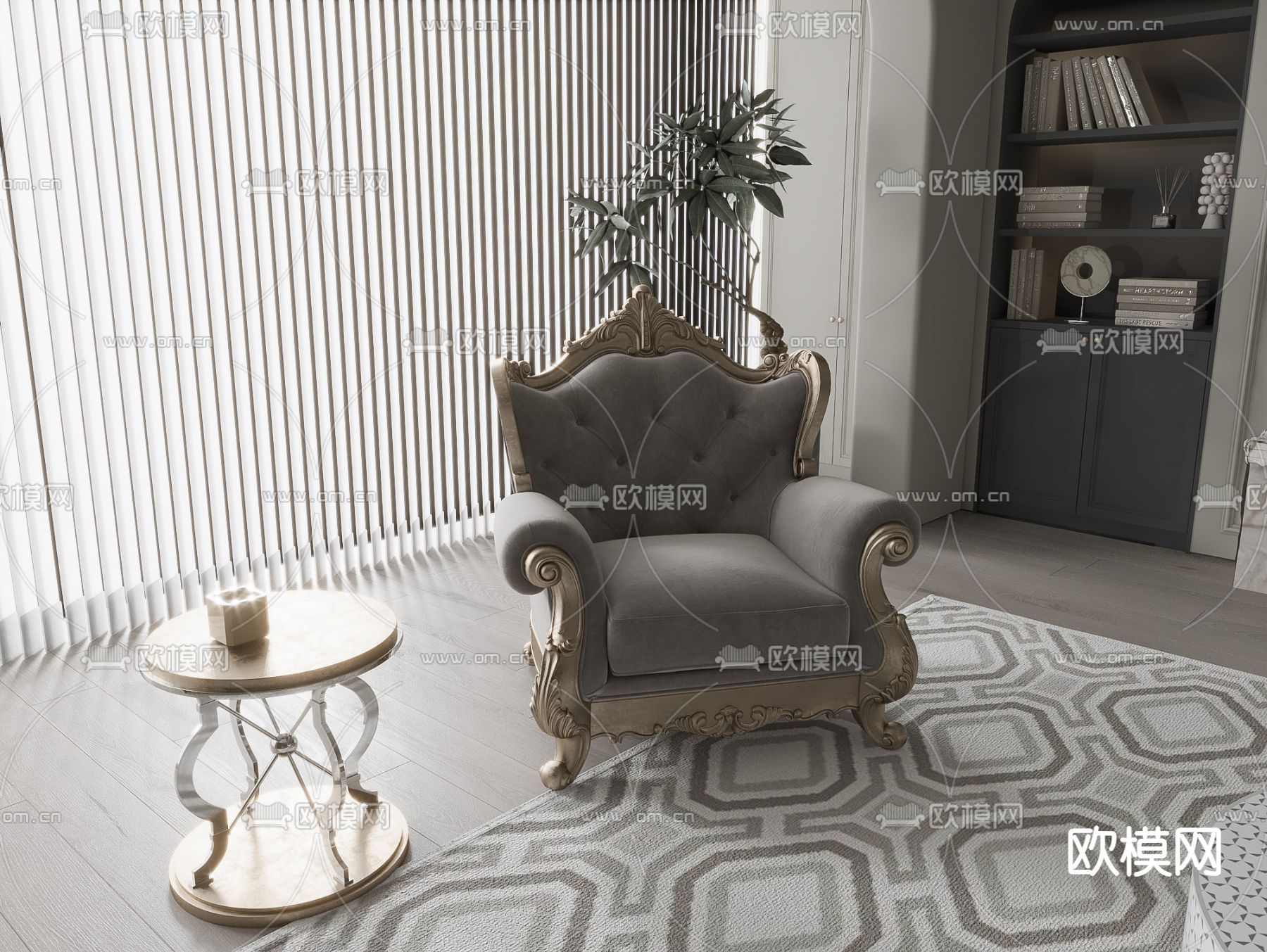 法式单人沙发3d模型下载