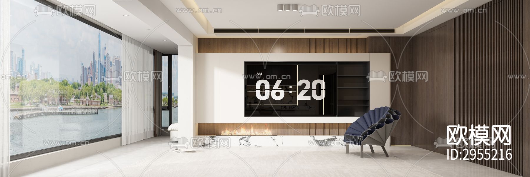 现代平层效果图下载（渲染图3）