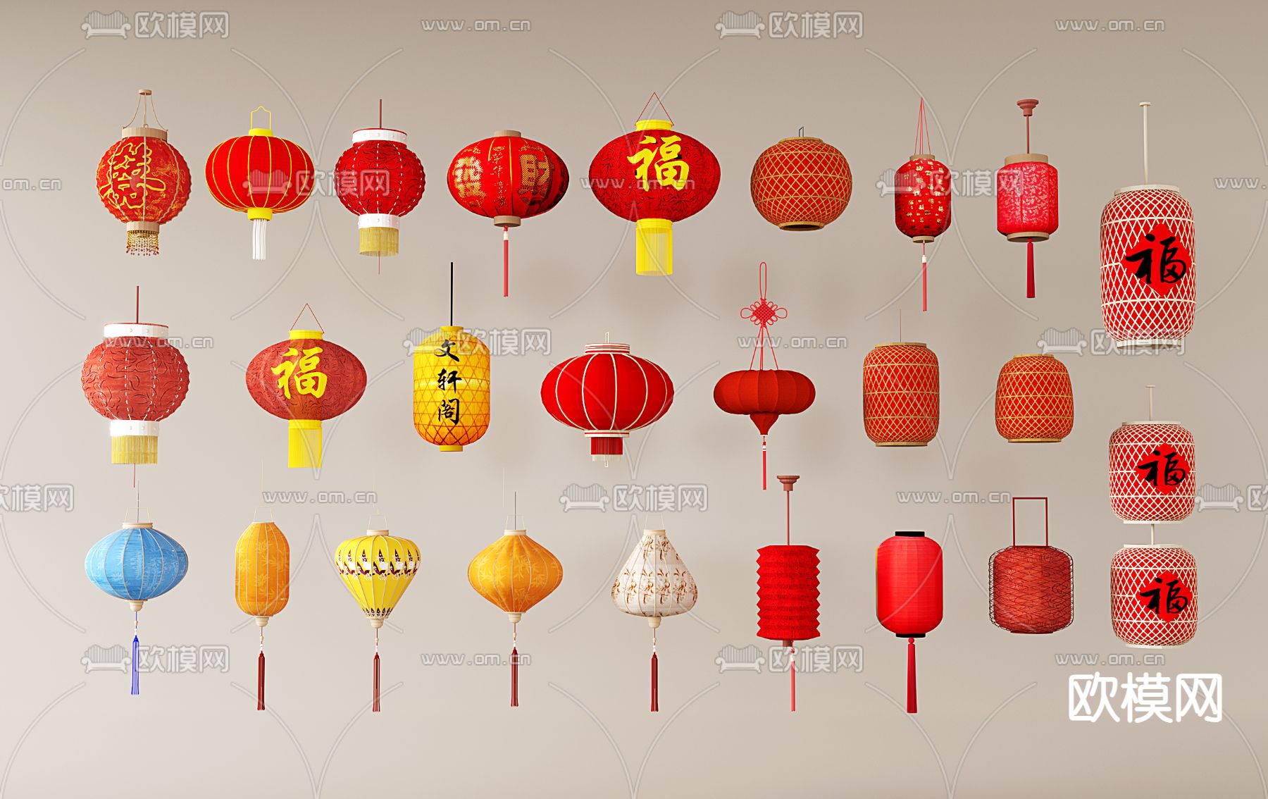 新中式灯笼su模型下载（渲染图2）