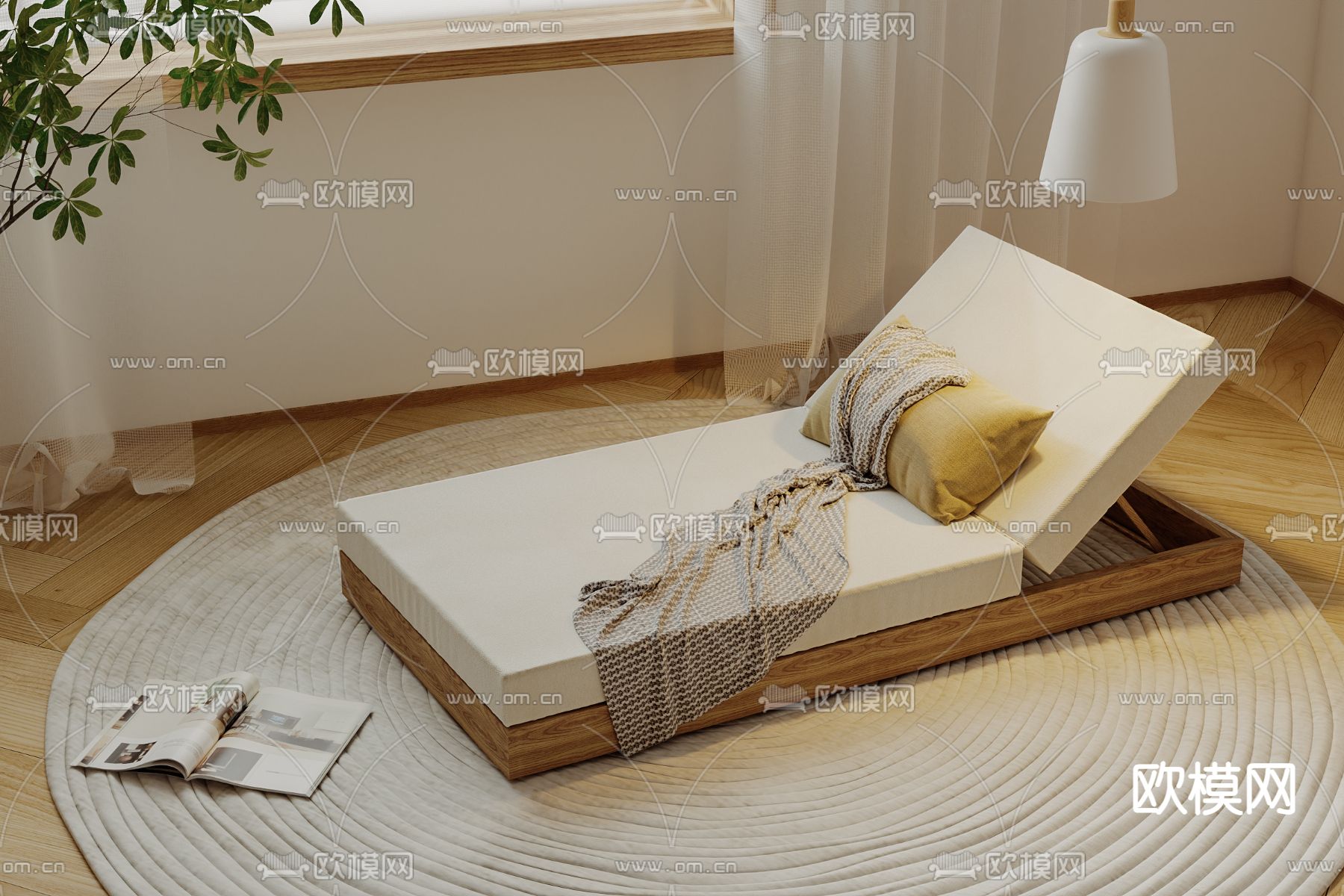 现代躺椅su模型下载（渲染图2）