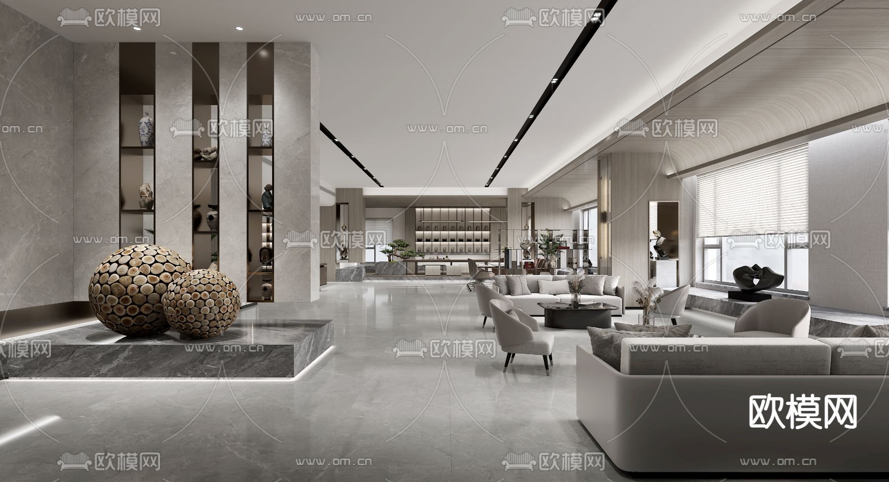 总经理室 董事长室3d模型下载（渲染图2）