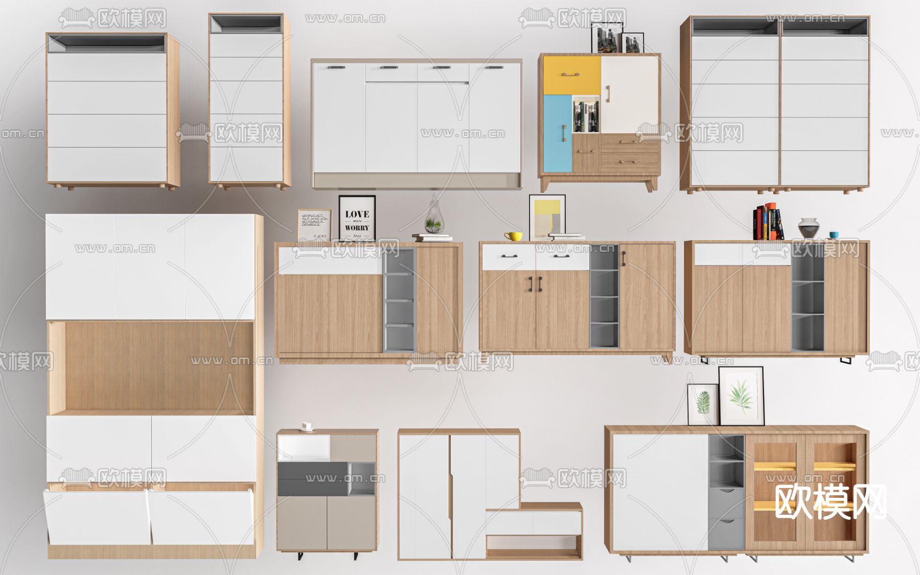 现代玄关鞋柜 储物柜 矮柜su模型下载（渲染图1）