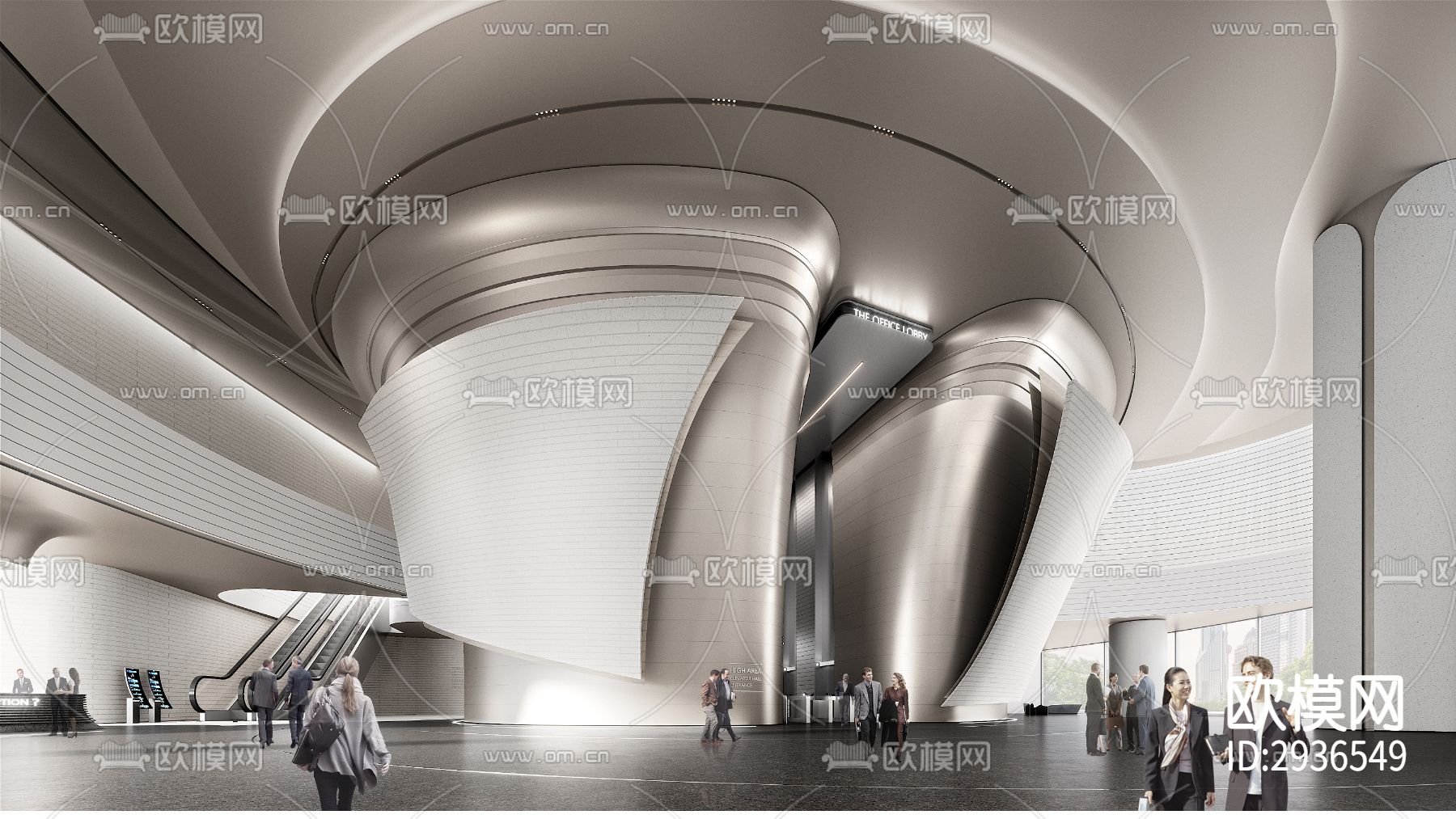 现代商务大堂效果图下载（渲染图8）