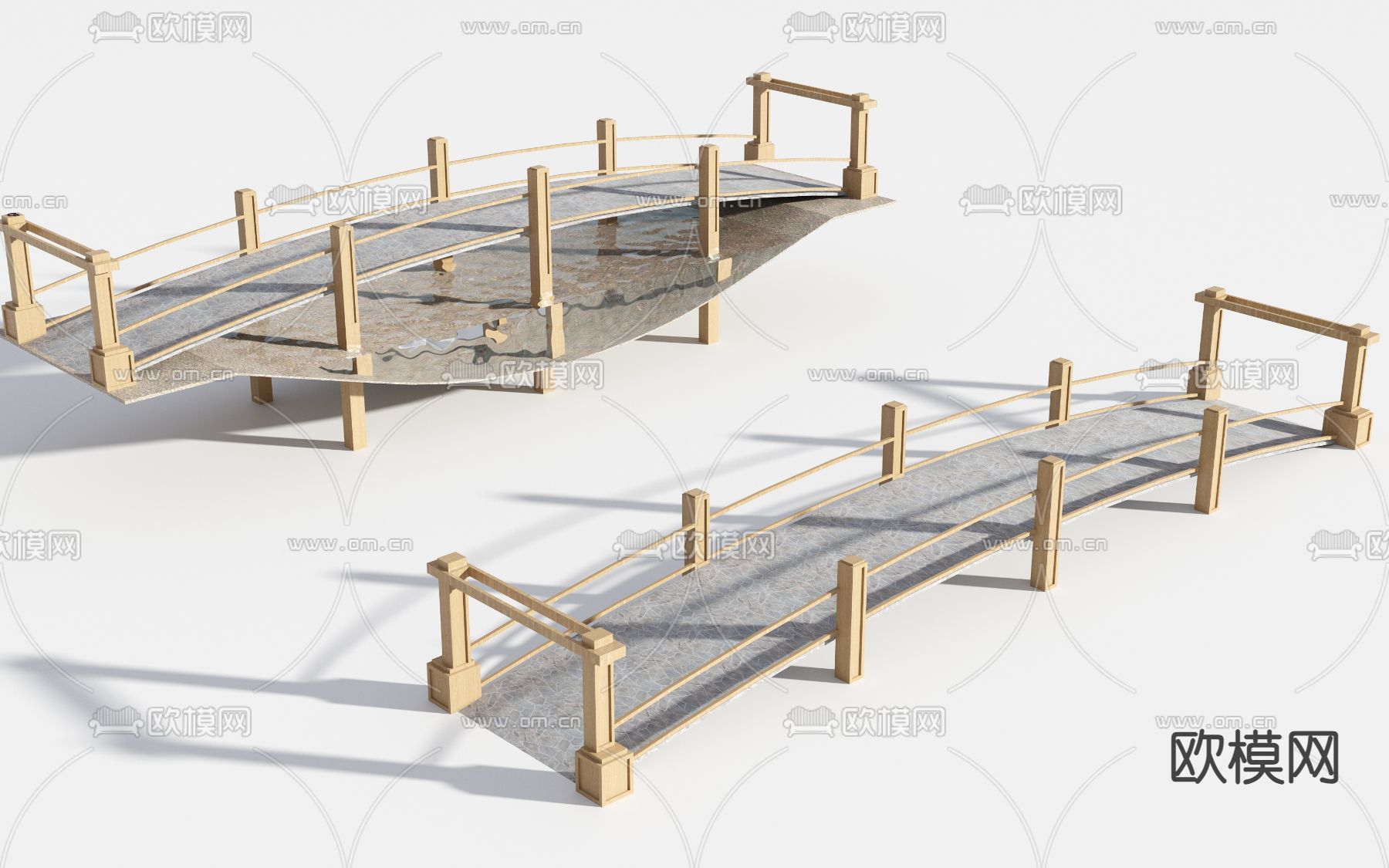 新中式拱桥 景观桥 石桥免费3d模型下载