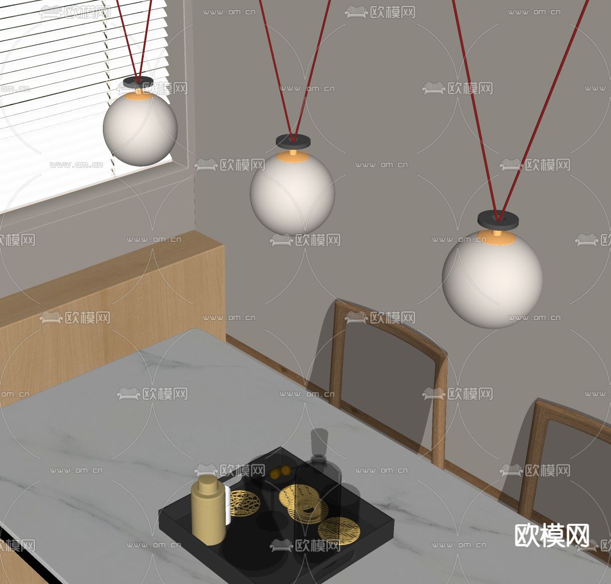 现代吊灯su模型下载（渲染图1）