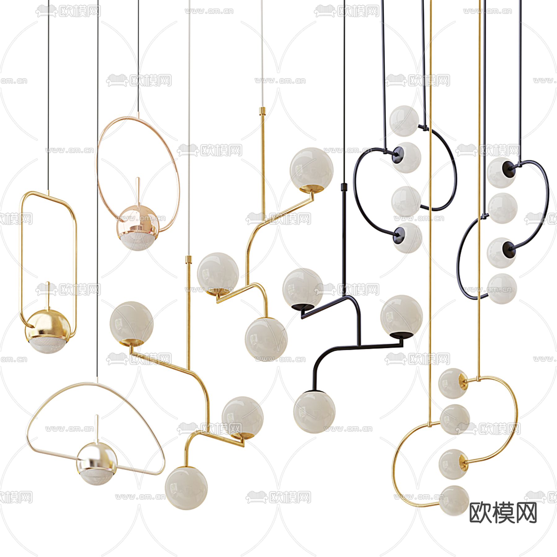 轻奢吊灯 大堂灯 装饰灯3d模型下载