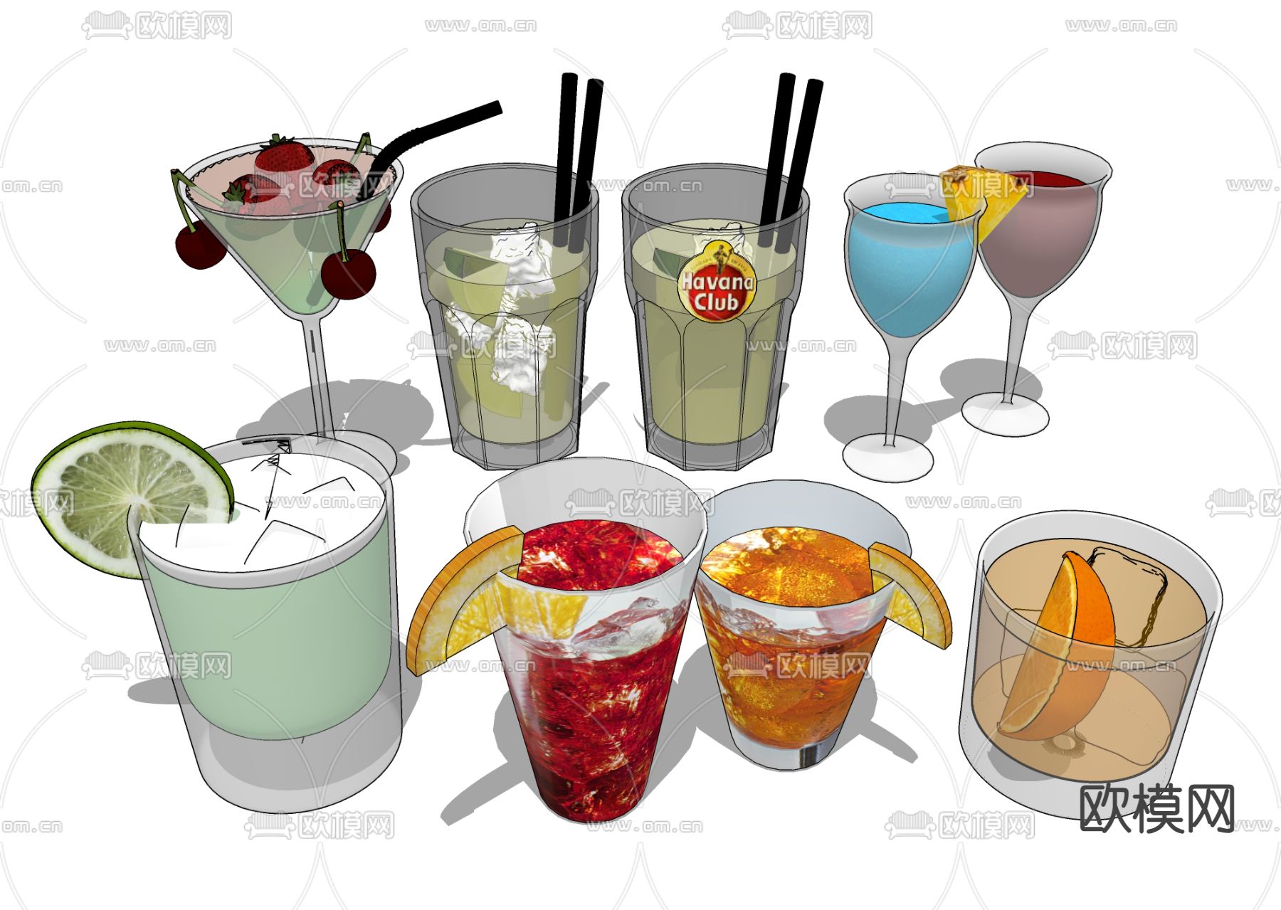 鸡尾酒 果汁冷饮su模型下载（渲染图1）