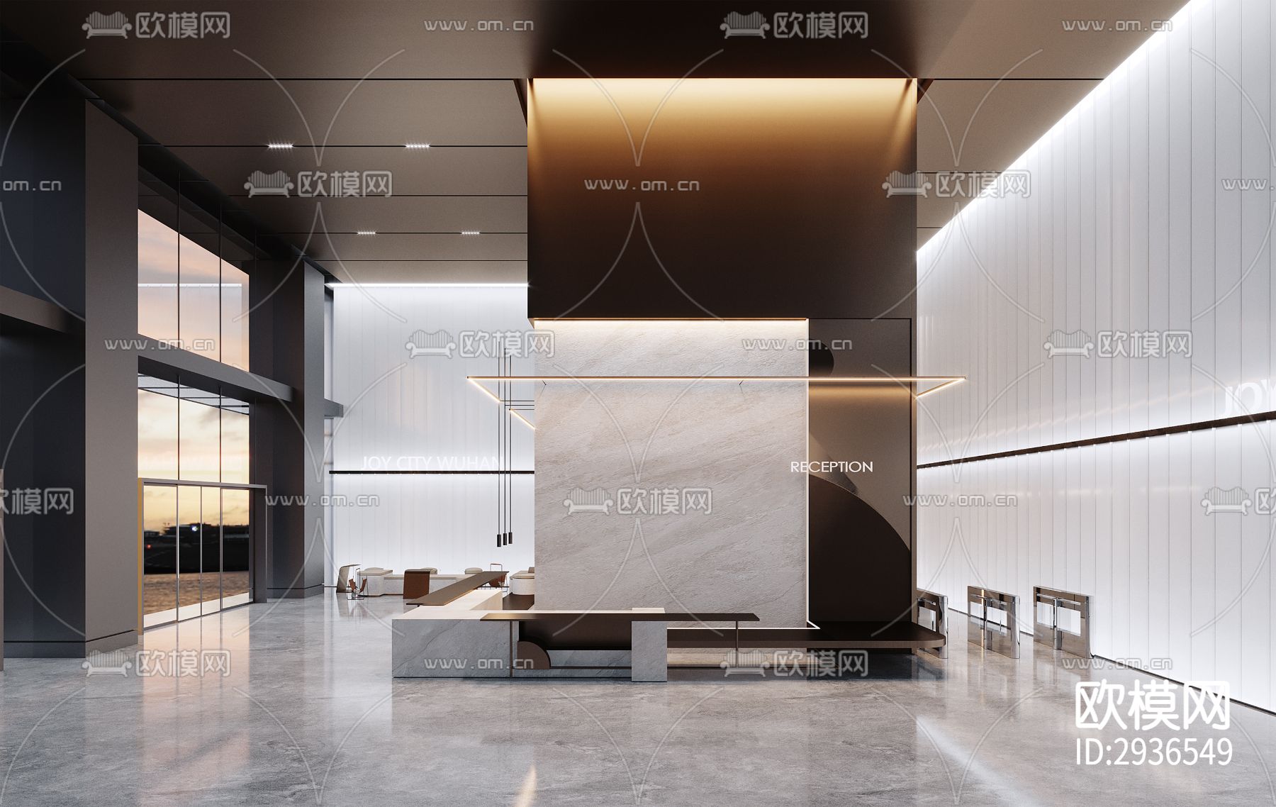 现代商务大堂效果图下载（渲染图3）