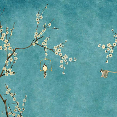  新中式墙纸 墙画 墙布贴图 