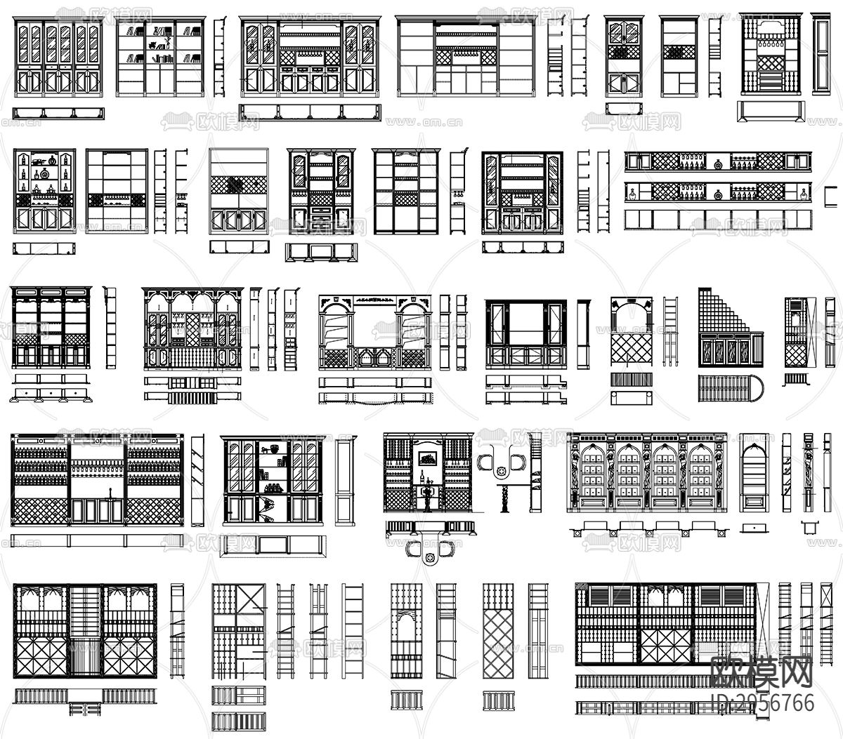 酒窖酒柜设计素材cad图库下载（渲染图5）