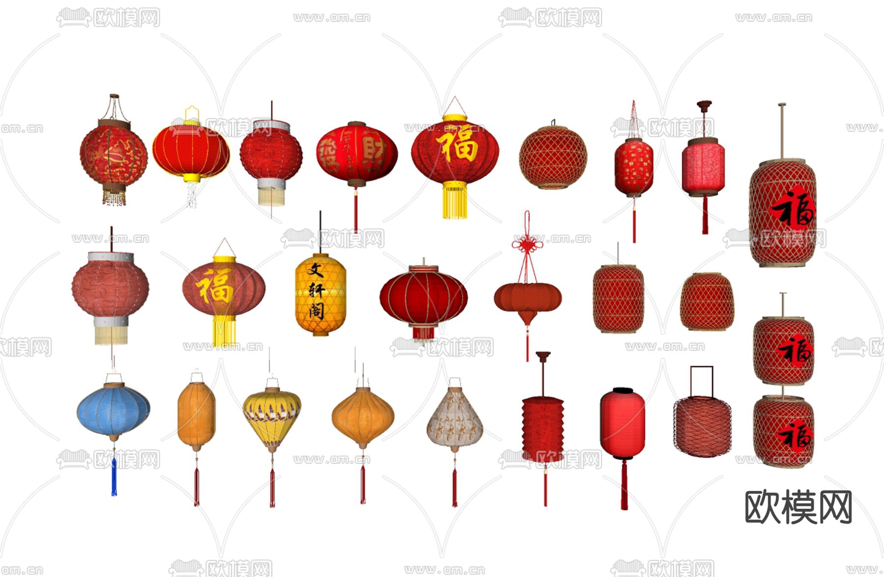新中式灯笼su模型下载（渲染图1）