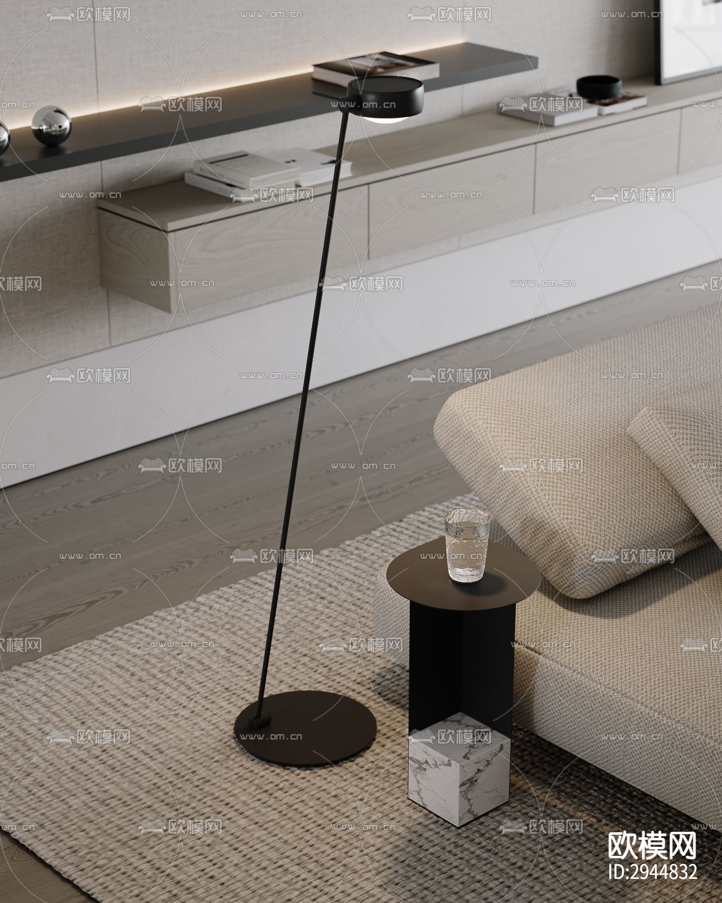 奶油风极简平层效果图下载（渲染图14）