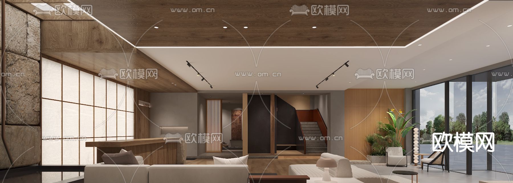 洗浴中心 前台3d模型下载（渲染图3）