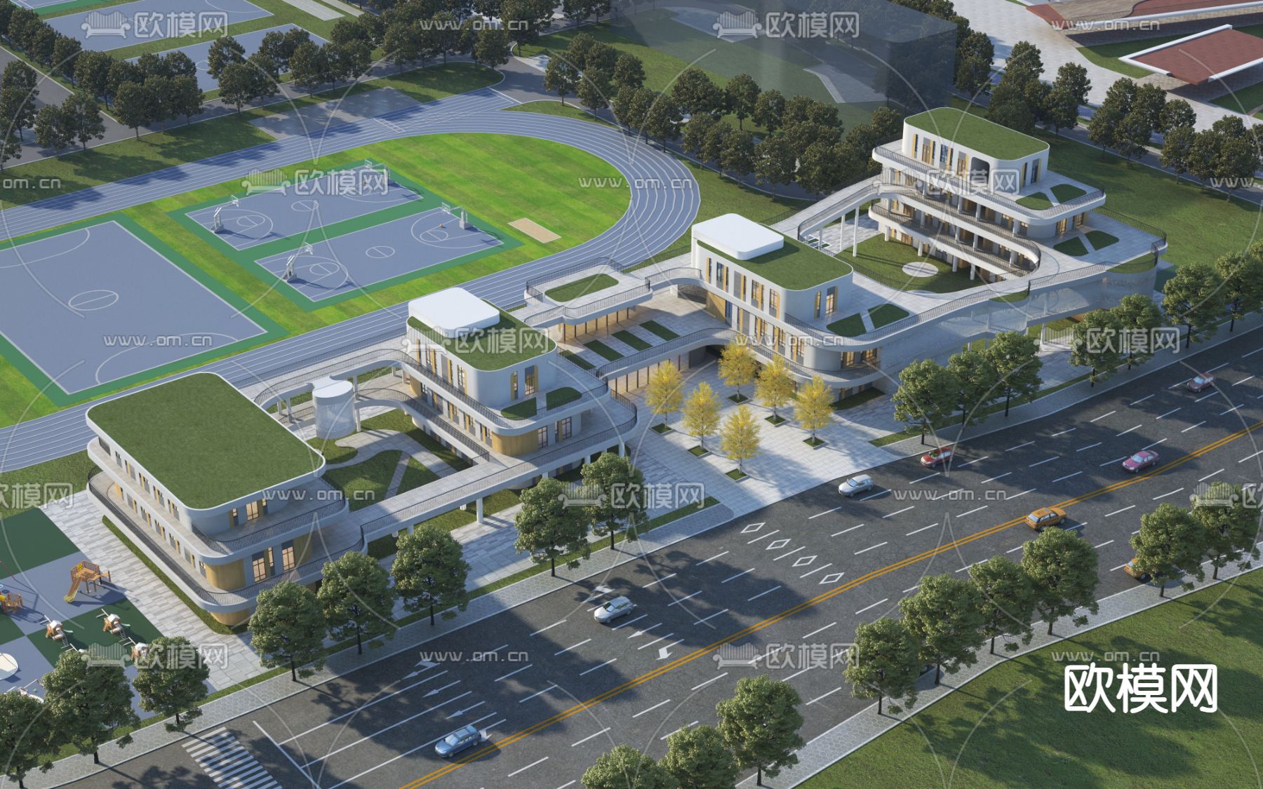 学校鸟瞰3d模型下载