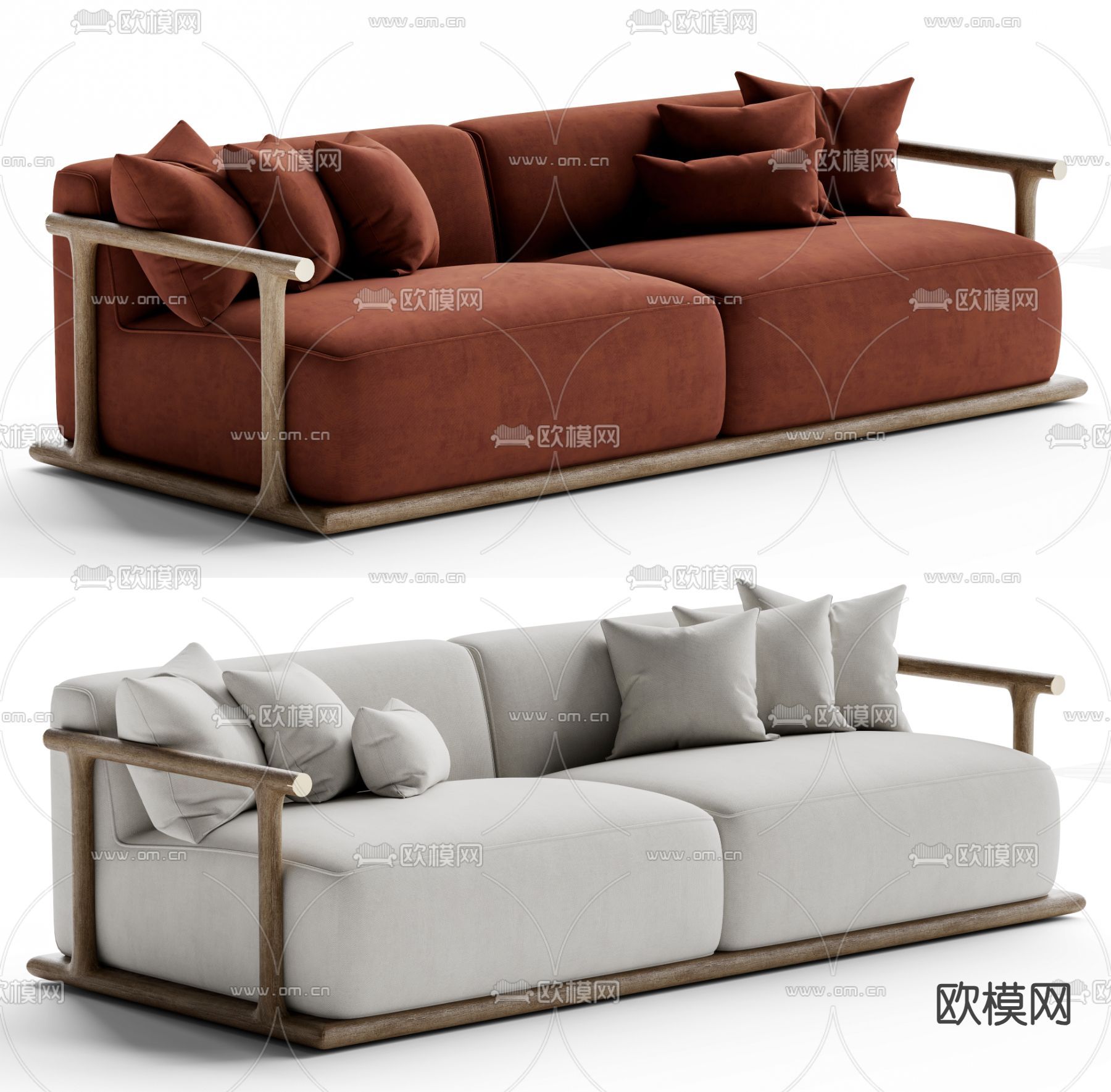 新中式沙发 双人沙发su模型下载（渲染图1）