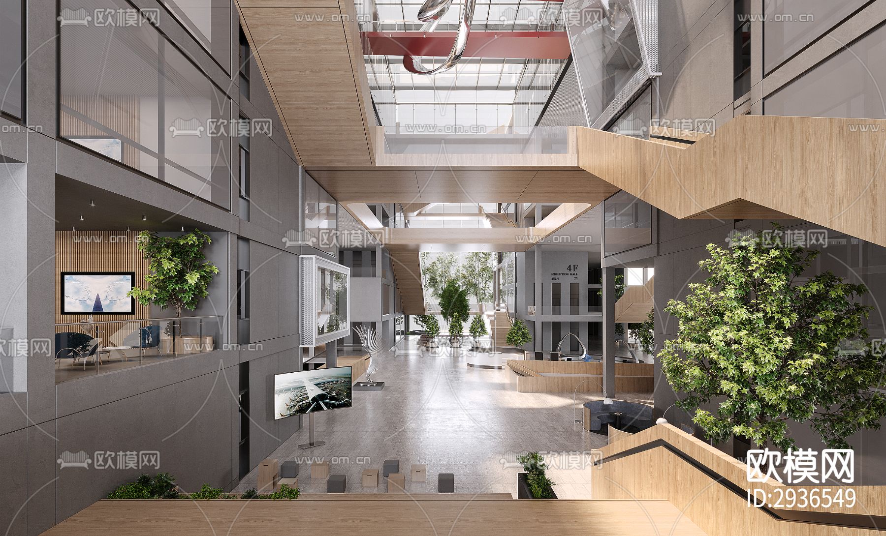 现代商务大堂效果图下载（渲染图6）