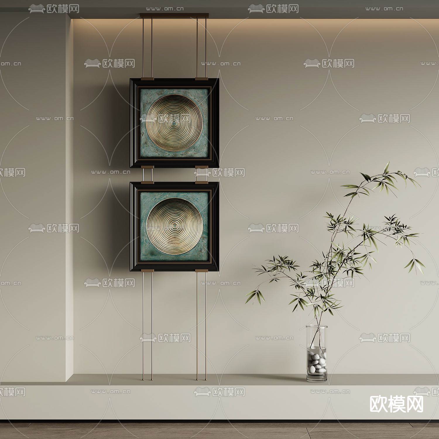 侘寂风装饰画 抽象画 挂画su模型下载（渲染图1）