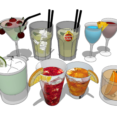  鸡尾酒 果汁冷饮su模型 