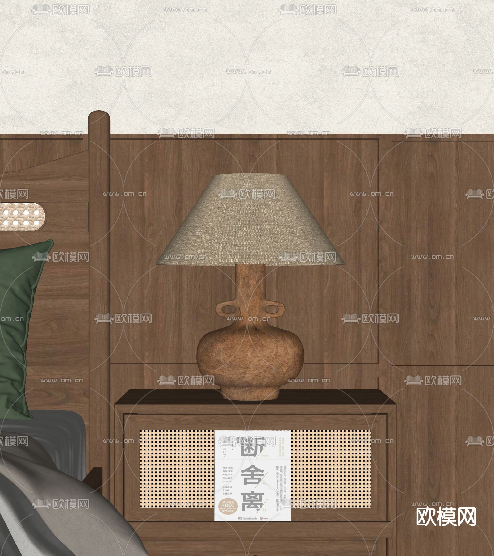 中古风床头灯 陶罐台灯su模型下载（渲染图1）