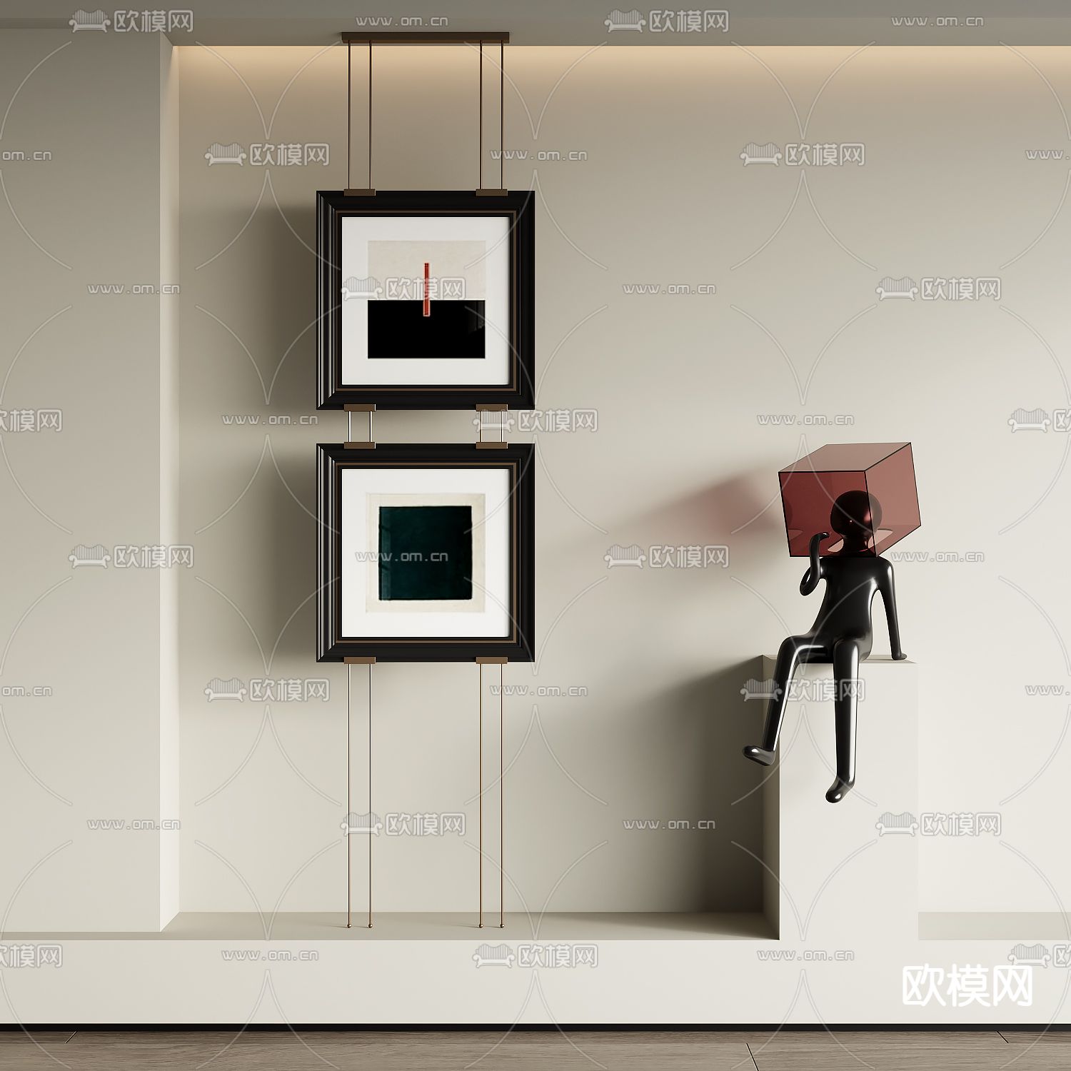 侘寂风装饰画 抽象画 挂画su模型下载（渲染图1）