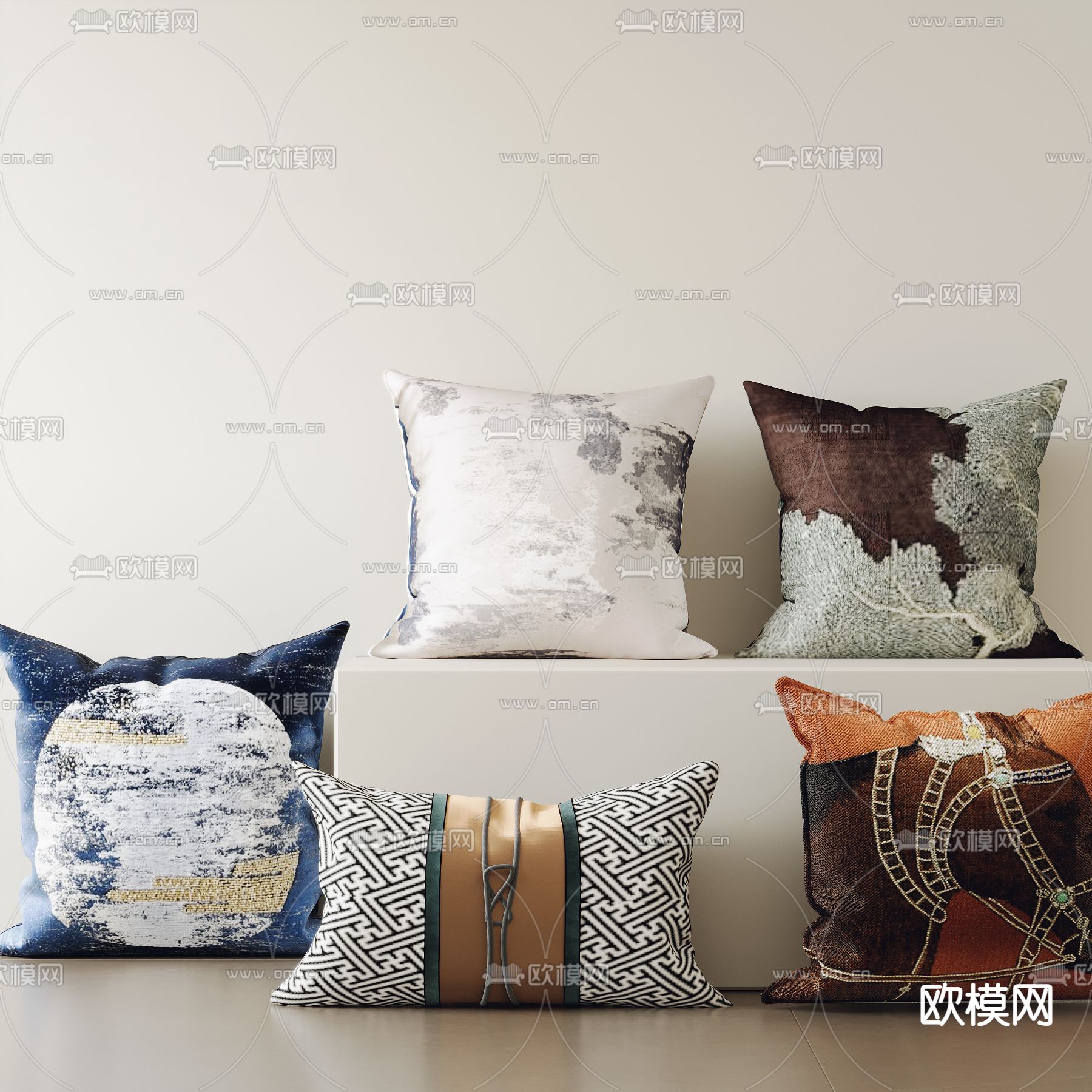 新中式抱枕 靠枕 枕头3d模型下载