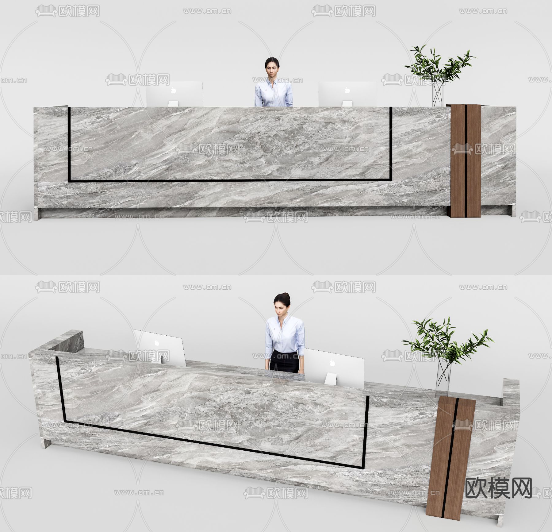 接待台 前台 服务台 接待台su模型下载_ID14372002_sketchup模型下载-欧模网