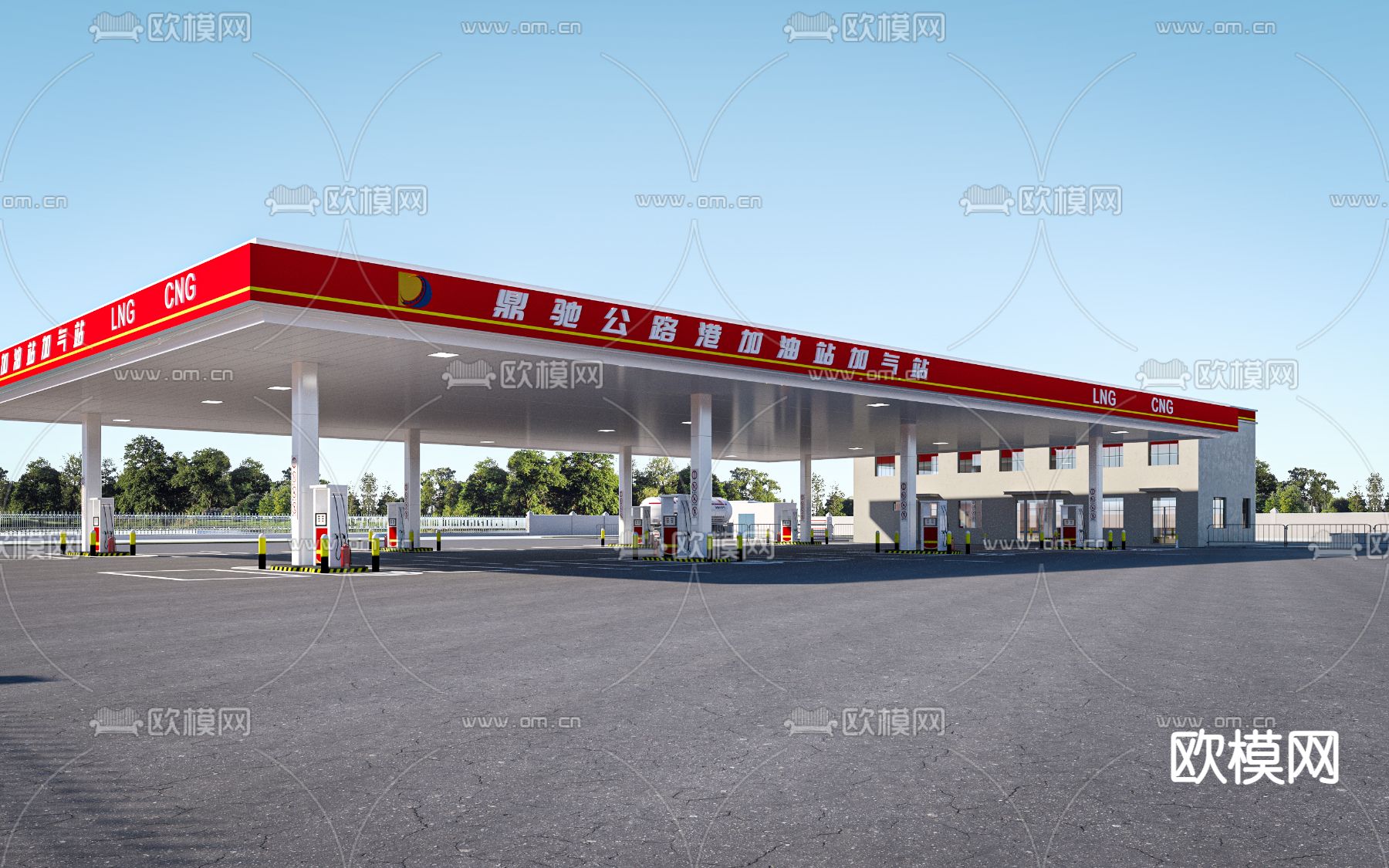 现代加油站 加气站3d模型下载