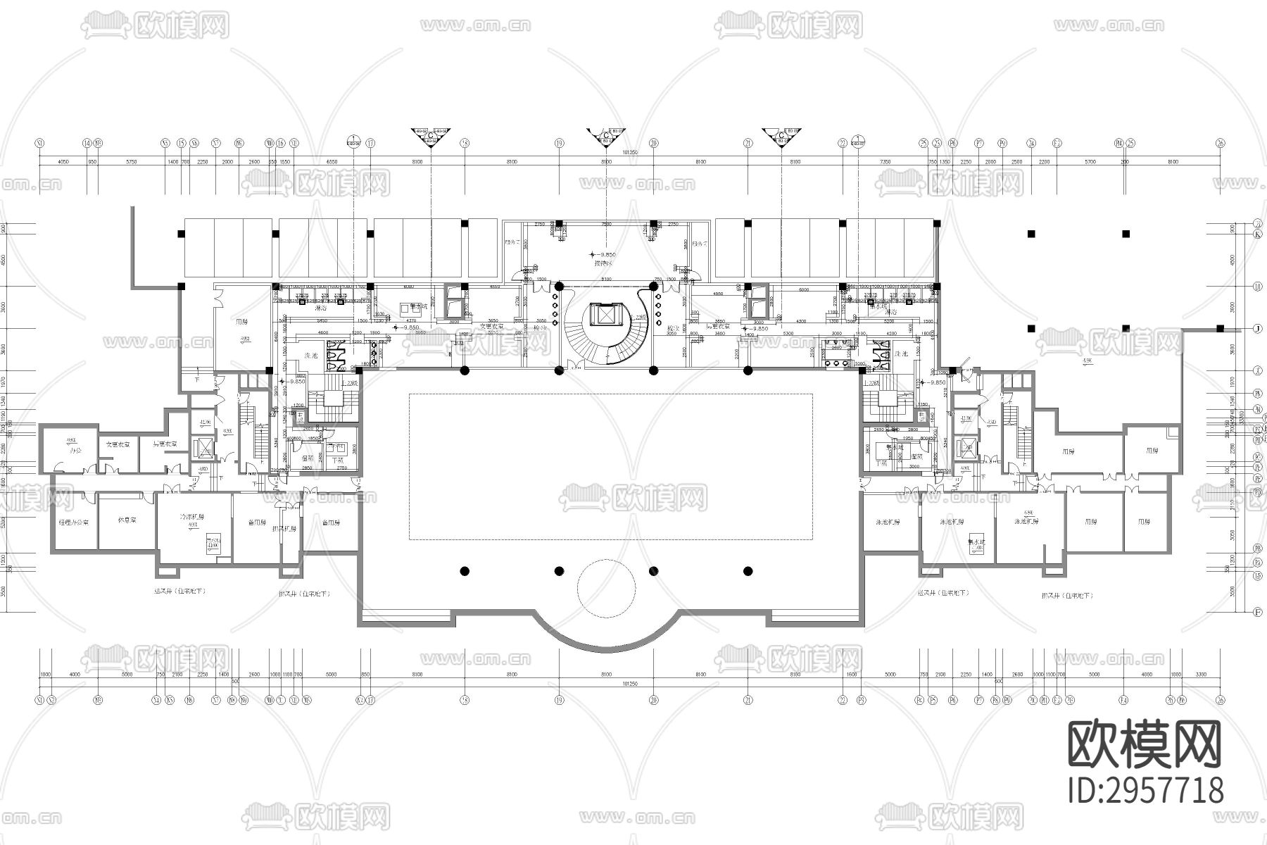 天津富力会所cad施工图下载（渲染图2）