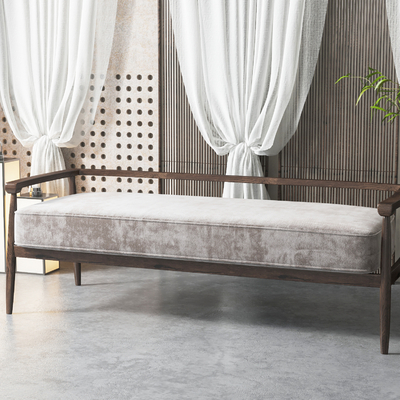  新中式脚踏 床尾凳su模型 