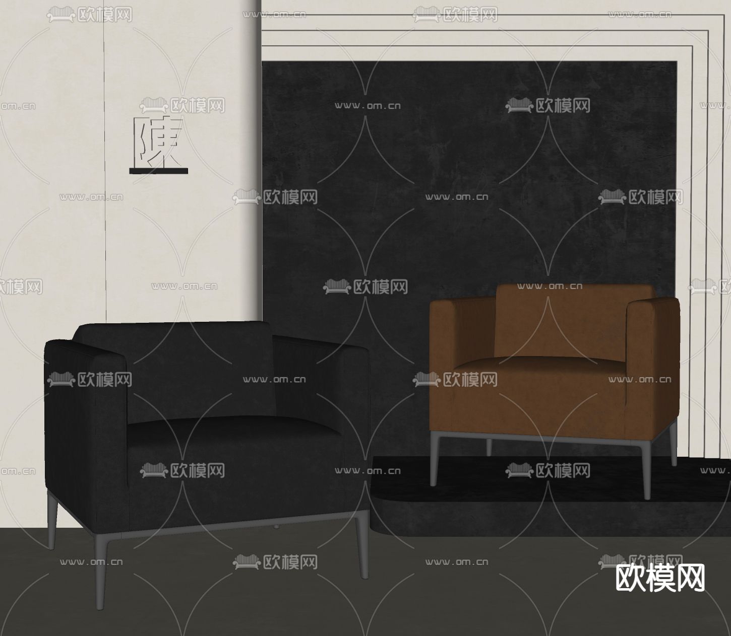 B&B 沙发椅 单人沙发su模型下载（渲染图2）