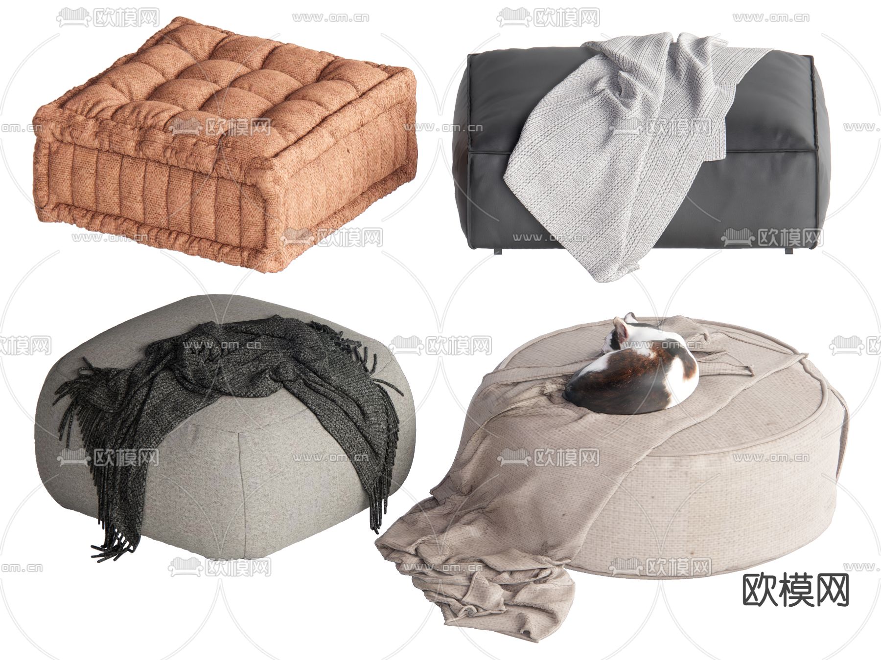 现代沙发垫 沙发凳su模型下载（渲染图2）