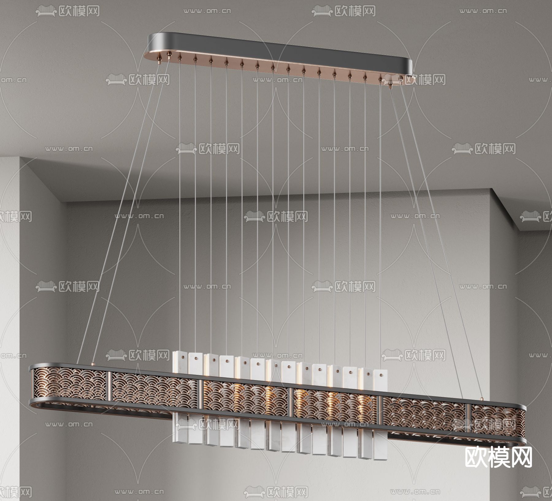新中式吊灯su模型下载（渲染图2）