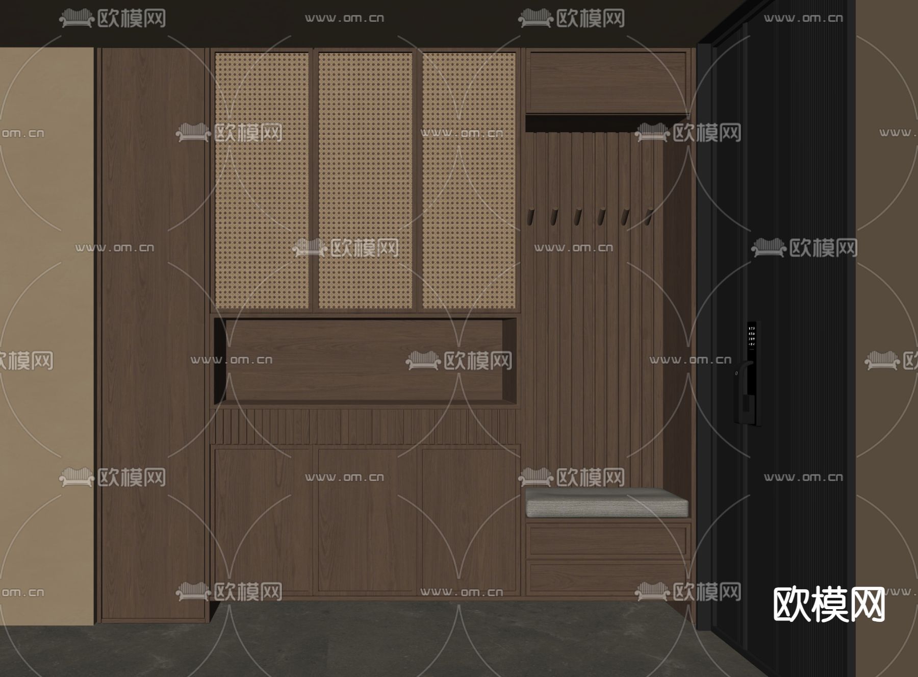 侘寂风鞋柜 鞋帽柜su模型下载（渲染图2）