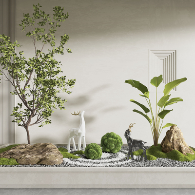  微地形 植物堆 室内造景su模型 