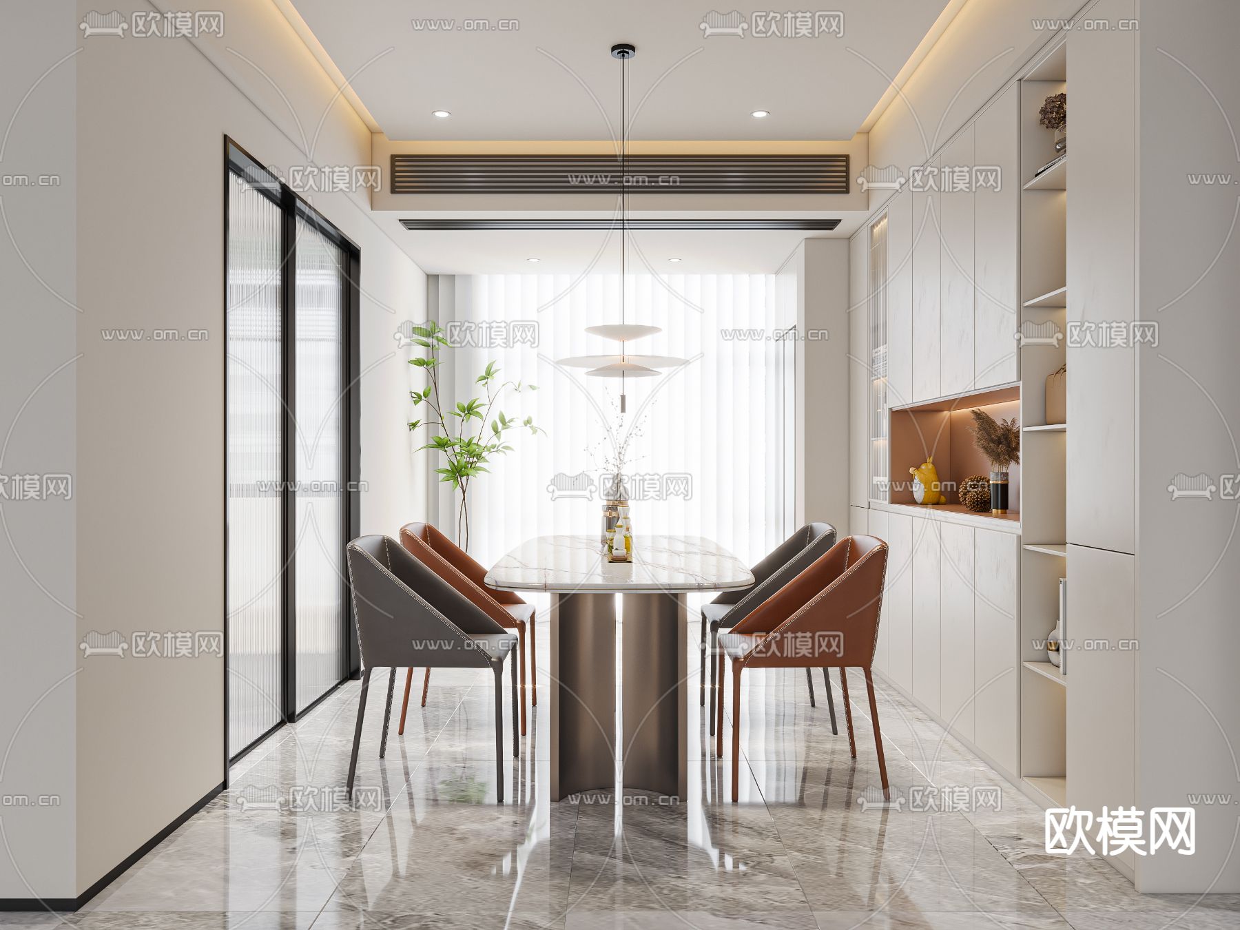 现代餐厅3d模型下载