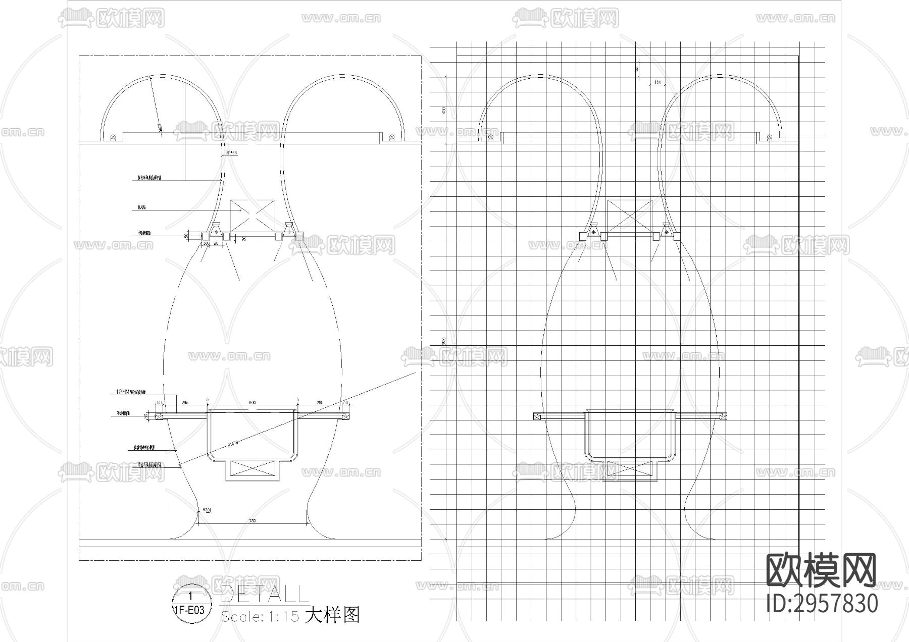 酒楼造型cad大样图下载（渲染图4）