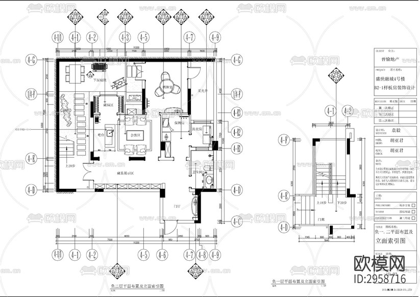 新中式樣板房cad施工圖下載(渲染圖4)