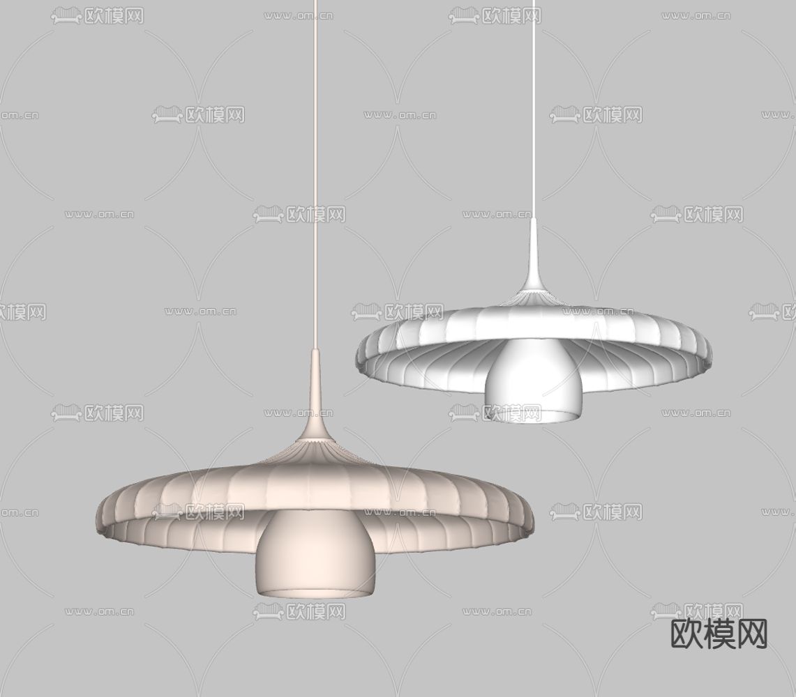 奶油风吊灯su模型下载（渲染图1）